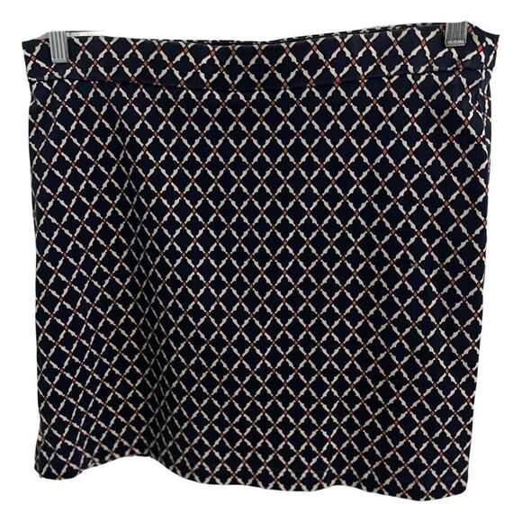 Rafaella Cute Navy & Orange Pull On Skirt. Geometric pattern. Size 6P - Picture 1 of 5